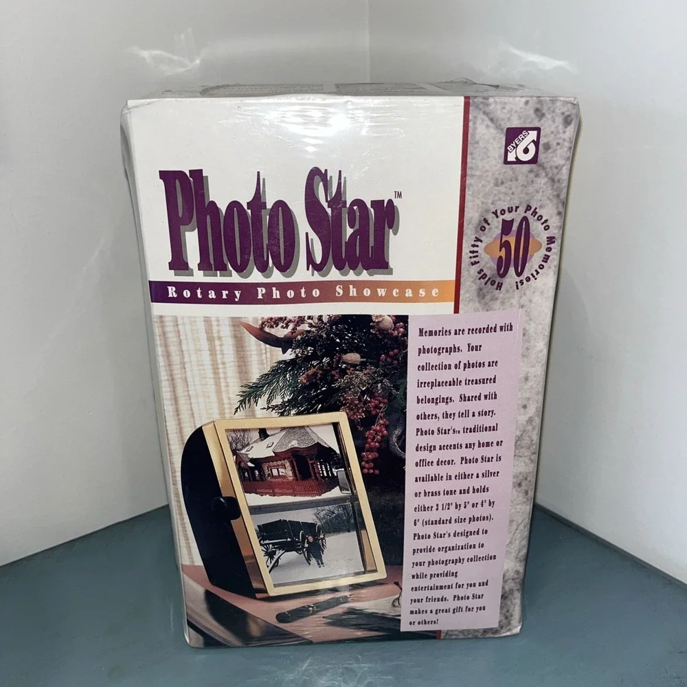 Vintage Photo Star Rotary Photo Showcase Sealed Holds 50 Photos 1990s Brass